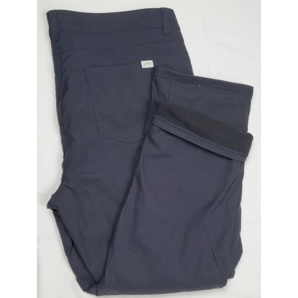 Orvis Men 40x30 Navy Blue Fleece Lined Tech Pants Stretch Winter Chino Trousers